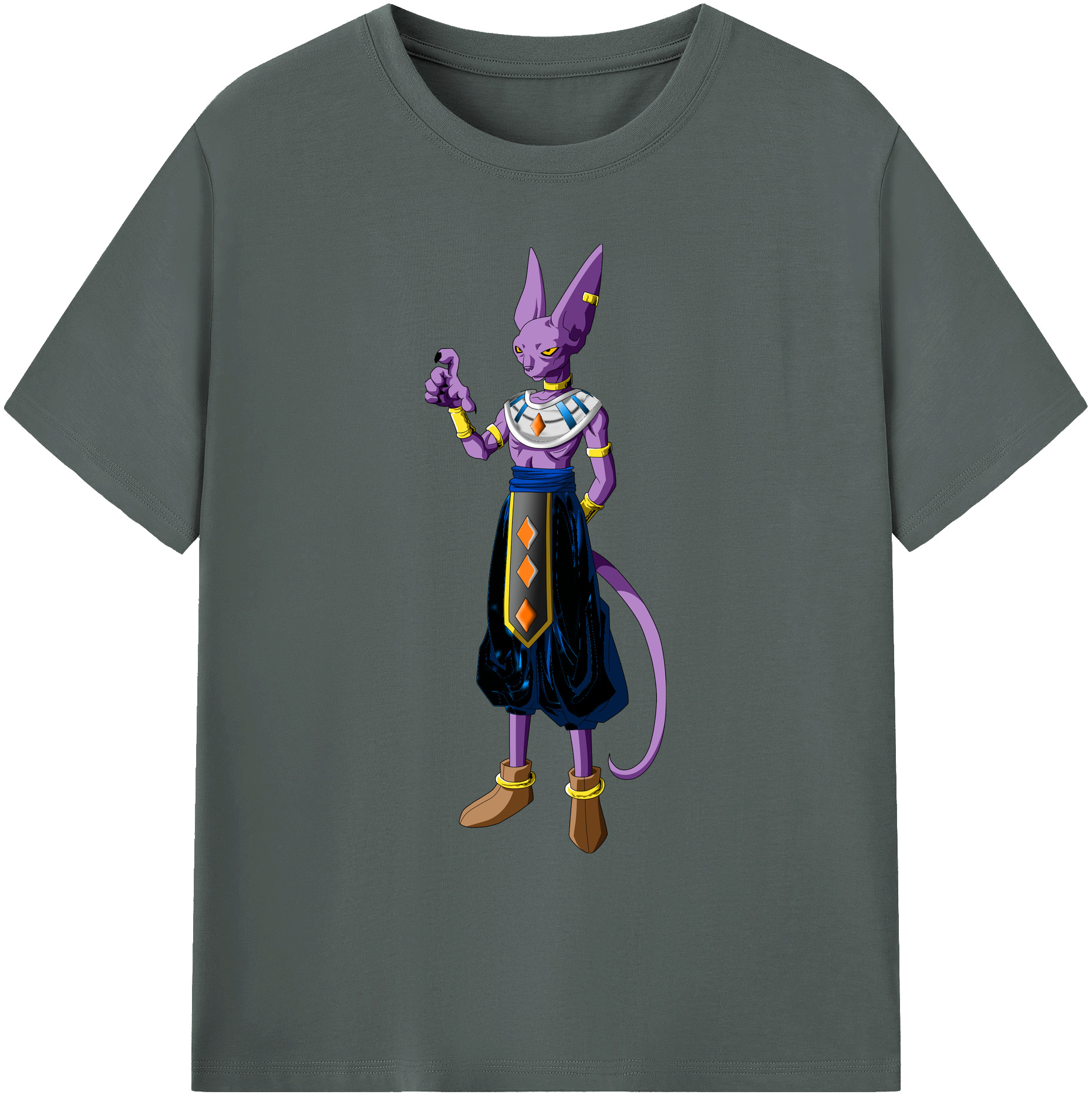 （画像用） ドラゴンボール ビルス 破壊神ビルス DRAGON BALL Beerus Birusu 綿100％ メンズ半袖Tシャツ｜肌触りやわらか＆通気性